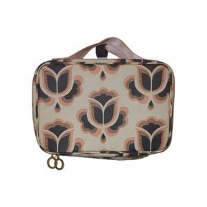 Contents By Allegra Make Up Bag Set Of 2 Peach/ Pink And Black  Pattern